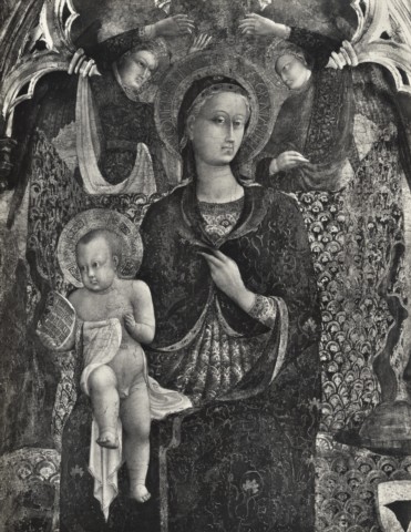 Anonimo — Stefano di Giovanni di Consolo da Cortona (Sassetta) - sec. XV - Pala della Madonna della Neve: Madonna con Bambino in trono — particolare